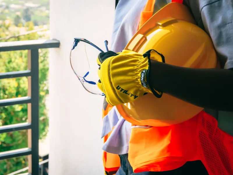 Équipements de protection : casque, gants et lunettes